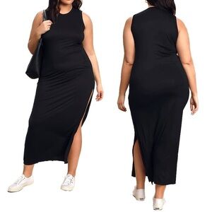 NWT Lulus 2X-3X (20-24) Black Sleeveless Maxi With Pockets (D99.14)